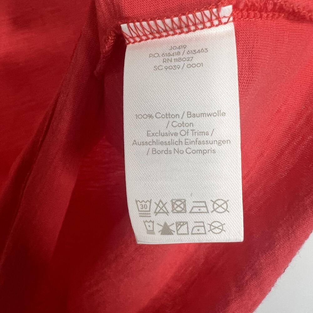 Boden Shirt Womens Medium Coral‎ Slub Cotton Pom Pom Trim Crewneck Short Sleeve - Picture 4 of 10